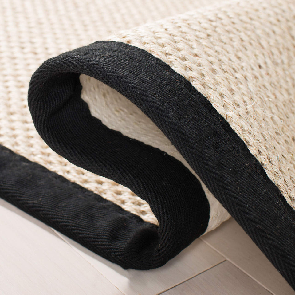 SAFAVIEH Area Rug 8x10 - Natural Fiber Collection - Large - Marble & Beige, Sisal, Woven Design with Border (NF143C)