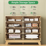 Fluted Dresser for Bedroom with 9 Drawers, 57" Wide Modern Chest of Drawers with Metal Handle, Wooden Dresser TV Stand, Wood Closet Clothes Storage Organizer for Living Room, Hallway, Natural Oak