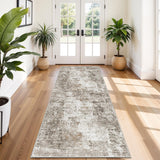 12x15 Area Rug for Living Room – Large Modern Neutral Abstract Thin Washable Carpet, Soft Low Pile Non-Slip Stain-Resistant for Bedroom Dining Room Home Office (Beige Grey)