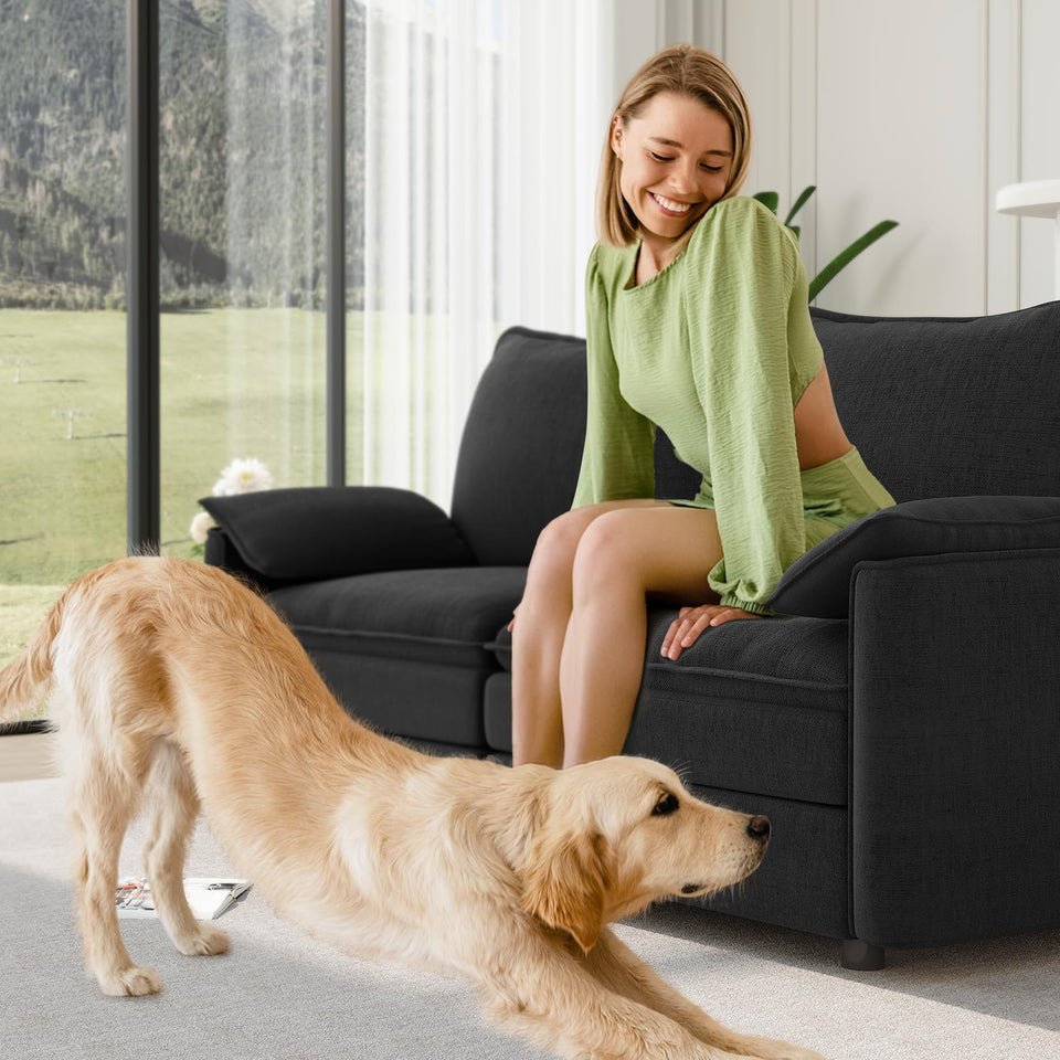 Vesgantti 142" U Shaped Sectional Couch, Comfy Cloud Modular Sectional Sofa with 2 Ottoman Deep Seat Chenille Modern Cloud Sofa, Modular Sofas for Living Room, Bedroom and Apartment, Beige