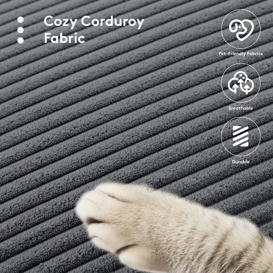 ROWHY 150'' Modular Sectional Sofa Cloud Couch, Corner Sofa Big Comfy Corduroy Oversized L Shaped Couch with 4 Pillows, Chaise, Ottoman, Deep Seat Couches for Living Room Office, Dark Grey