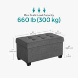 SONGMICS Storage Ottoman Bench, Foldable Foot Rest with Legs, 15 x 43 x 15.7 Inches, End of Bed Bench, Storage Chest, Load up to 660 lb, for Living Room, Bedroom, Entryway, Ink Black ULSF018B01