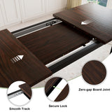 Feonase 5-Piece Dining Table Set for 4-8 People, 63" Large Extendable Kitchen Table Set with 2 Benches and 2 Square Stools, Dining Room Table with MDF Wood Board, Easy Assembly, Black