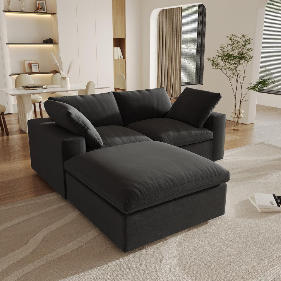 160.6" Cloud Couch Modular Sectional Sofa for Livingroom,Oversized Convertible Sofa with Storage Ottomans,6 Seat Wide Couches,Cushion Covers Removable (Khaki, 6 Seater)