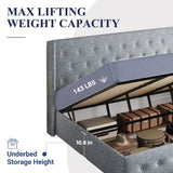 Allewie King Size Lift Up Storage Bed, Modern Wingback Headboard, Hydraulic Support, No Box Spring Needed, Light Beige