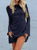 Backless Round Neck Long Sleeve Mini Dress