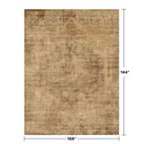 Neutral Living Room Rug - 10x14 Farmhouse Beige Brown Large Area Rug for Dining Room, Bedroom, Low Pile Lightweight Washable