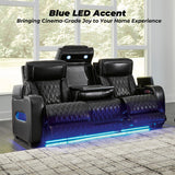 Signature Design by Ashley Boyington Contemporary Leather Match Power Reclining Sofa with USB Charging Ports, LED Lights and Adjustable Headrest, Light Gray