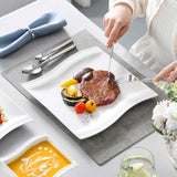 MALACASA Ivory White Dinnerware Sets, 30-Piece Porcelain Plates and Bowls Sets, Modern Dish Set for 6, Square Plates Dinnerware Set Kitchen Dishware Sets, Microwave and Dishwasher Safe, Series Flora