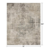Neutral Living Room Rug - 10x14 Farmhouse Beige Brown Large Area Rug for Dining Room, Bedroom, Low Pile Lightweight Washable
