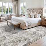 12x15 Area Rug for Living Room – Large Modern Neutral Abstract Thin Washable Carpet, Soft Low Pile Non-Slip Stain-Resistant for Bedroom Dining Room Home Office (Beige Grey)