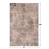 Neutral Living Room Rug - 10x14 Farmhouse Beige Brown Large Area Rug for Dining Room, Bedroom, Low Pile Lightweight Washable