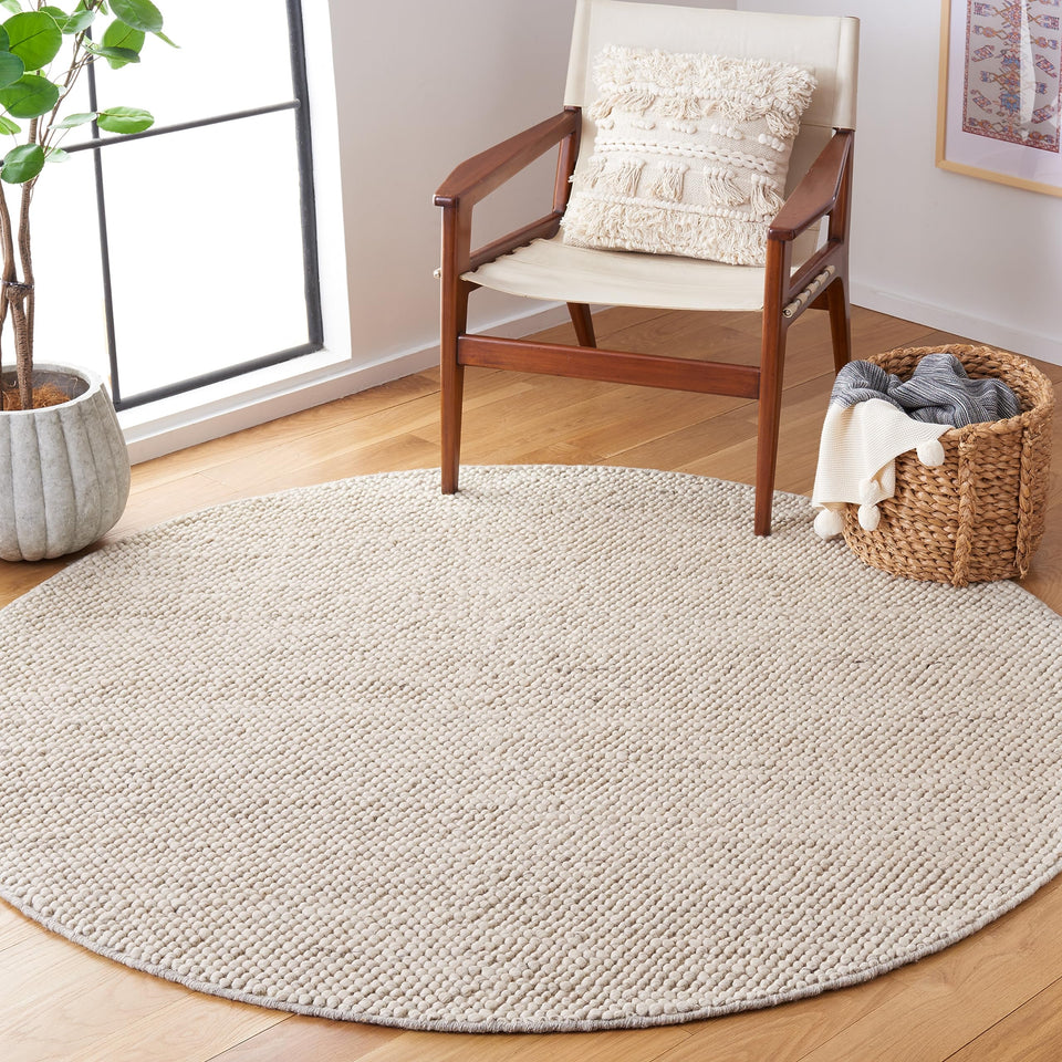 SAFAVIEH Area Rug 8x10 - Natura Collection - Large - Beige & Ivory, Handmade Wool Blend, Textured Design, Ideal for Living Room, Bedroom, Dining Space (NAT425B)