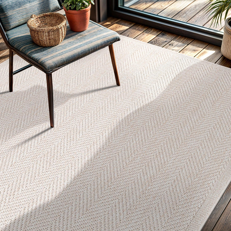 CAMILSON Easy Jute Rug 10x14, Indoor Outdoor Natural Color Fiber Area Rugs for Living Room Patio and Kitchen Rug, Sisal Boho Woven Design, Easy-Cleaning, Washable Outside Carpet Alfombras (10 x 14)