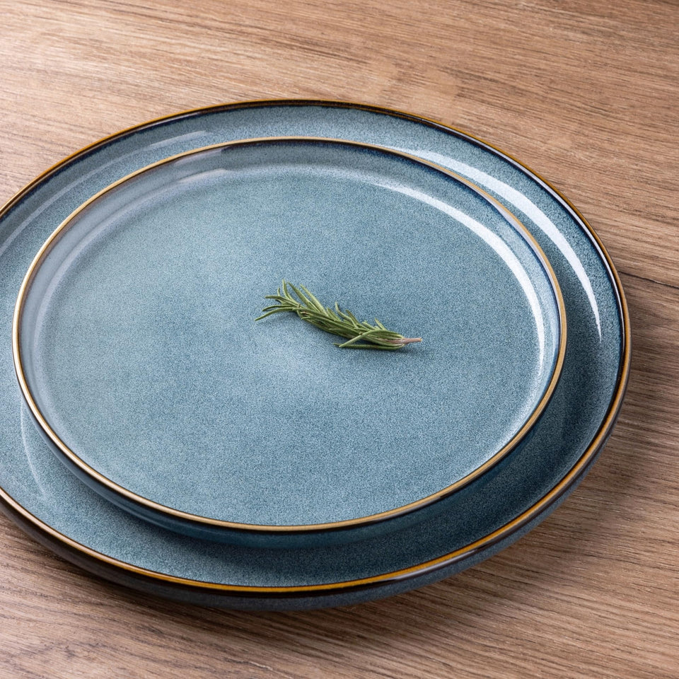 GBHOME Ceramic Dinnerware Sets for 8, 24 Pieces Stoneware Plates and Bowls Sets, Scratch Resistant Dishes, Dishwasher & Microwave Safe, Reactive Glaze-Green Wheat