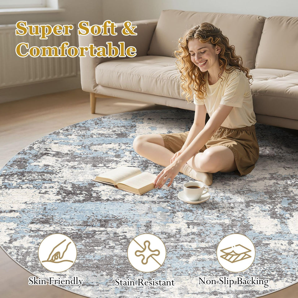 Area Rugs for Living Room: 12x15 Abstract Washable Rug Modern Neutral Large Soft Stain Resistant Non-Slip Backing Machine Table for Bedroom Dining Room Indoor Home Office Carpet - Gold Brown