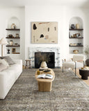 Loloi Layla Collection LAY-03 Olive/Charcoal 9'-0" x 12'-0" .13" Thick Area Rug, Soft, Durable, Vintage Inspired, Distressed, Low Pile, Non-Shedding, Easy Clean, Printed, Living Room Rug