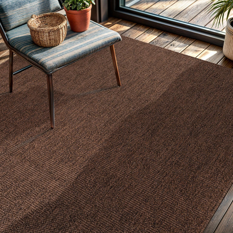 CAMILSON Easy Jute Rug 10x14, Indoor Outdoor Natural Color Fiber Area Rugs for Living Room Patio and Kitchen Rug Herringbone Woven Design Easy-Cleaning Washable Outside Carpet Alfombras 10 x 14