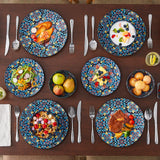 vancasso 24 Pieces Dinnerware Sets, Plates and Bowls Set, Porcelain Dishes Set for 6, Microwave and Dishwasher Safe, Scratch Resistant, Bohemian Style Dining Ware Service for 6, Series SIMI