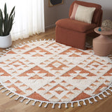 SAFAVIEH Area Rug 8x10 - Moroccan Tassel Shag Collection - Large - Ivory & Brown, Boho Design, Non-Shedding & Easy Cleaning, Plush Pile, Ideal for Living Room, Bedroom, Dining Space (MTS688A)