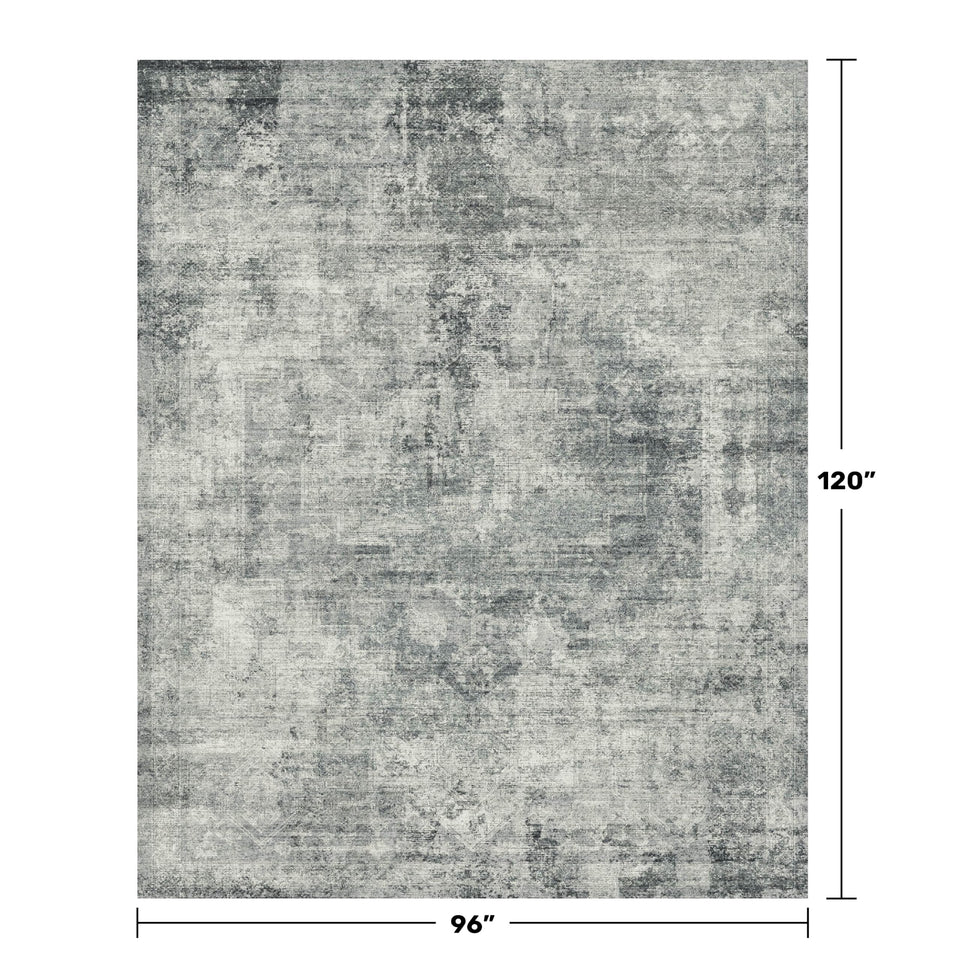 Neutral Living Room Rug - 10x14 Farmhouse Beige Brown Large Area Rug for Dining Room, Bedroom, Low Pile Lightweight Washable