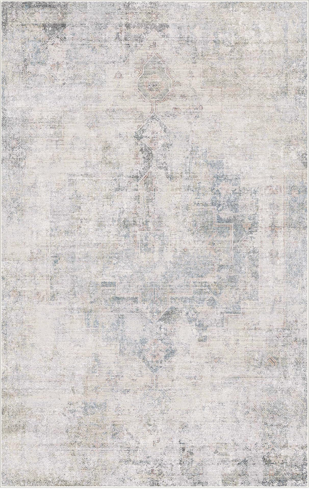 Neutral Living Room Rug - 10x14 Farmhouse Beige Brown Large Area Rug for Dining Room, Bedroom, Low Pile Lightweight Washable