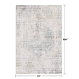 Neutral Living Room Rug - 10x14 Farmhouse Beige Brown Large Area Rug for Dining Room, Bedroom, Low Pile Lightweight Washable