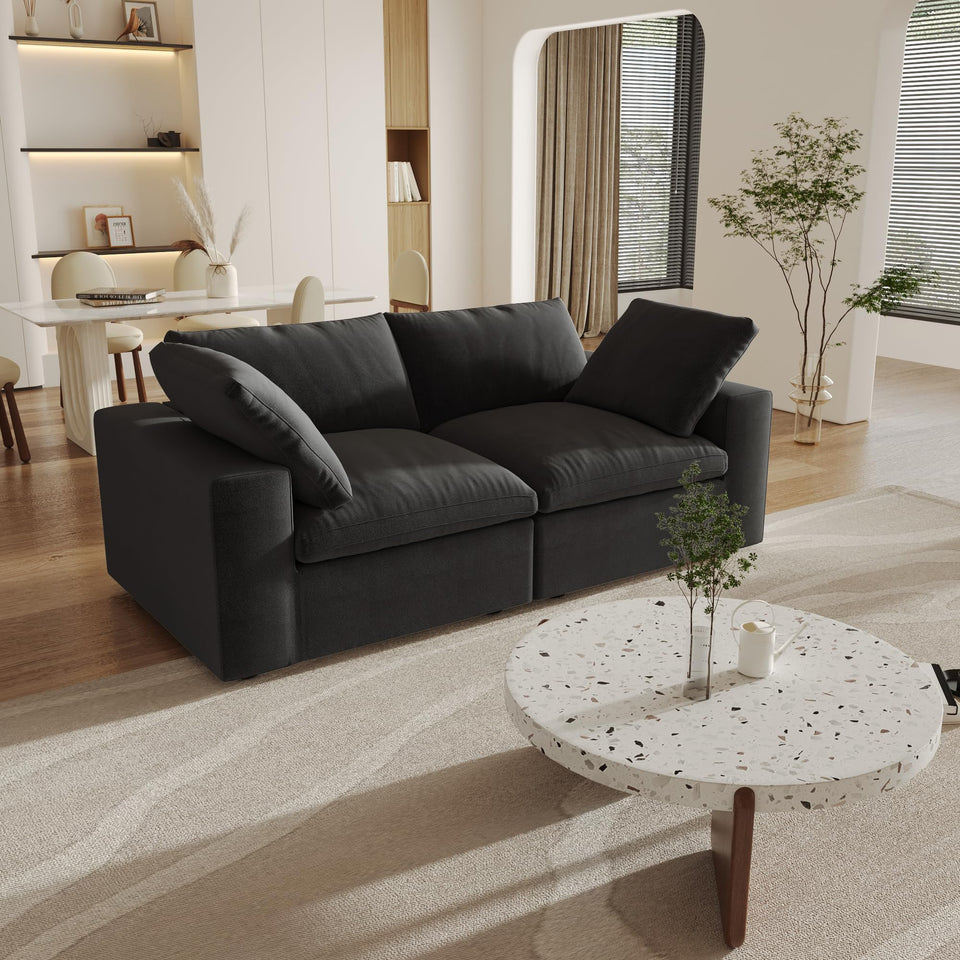 160.6" Cloud Couch Modular Sectional Sofa for Livingroom,Oversized Convertible Sofa with Storage Ottomans,6 Seat Wide Couches,Cushion Covers Removable (Khaki, 6 Seater)