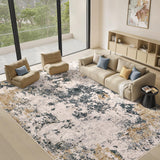 Area Rugs for Living Room: 12x15 Abstract Washable Rug Modern Neutral Large Soft Stain Resistant Non-Slip Backing Machine Table for Bedroom Dining Room Indoor Home Office Carpet - Gold Brown