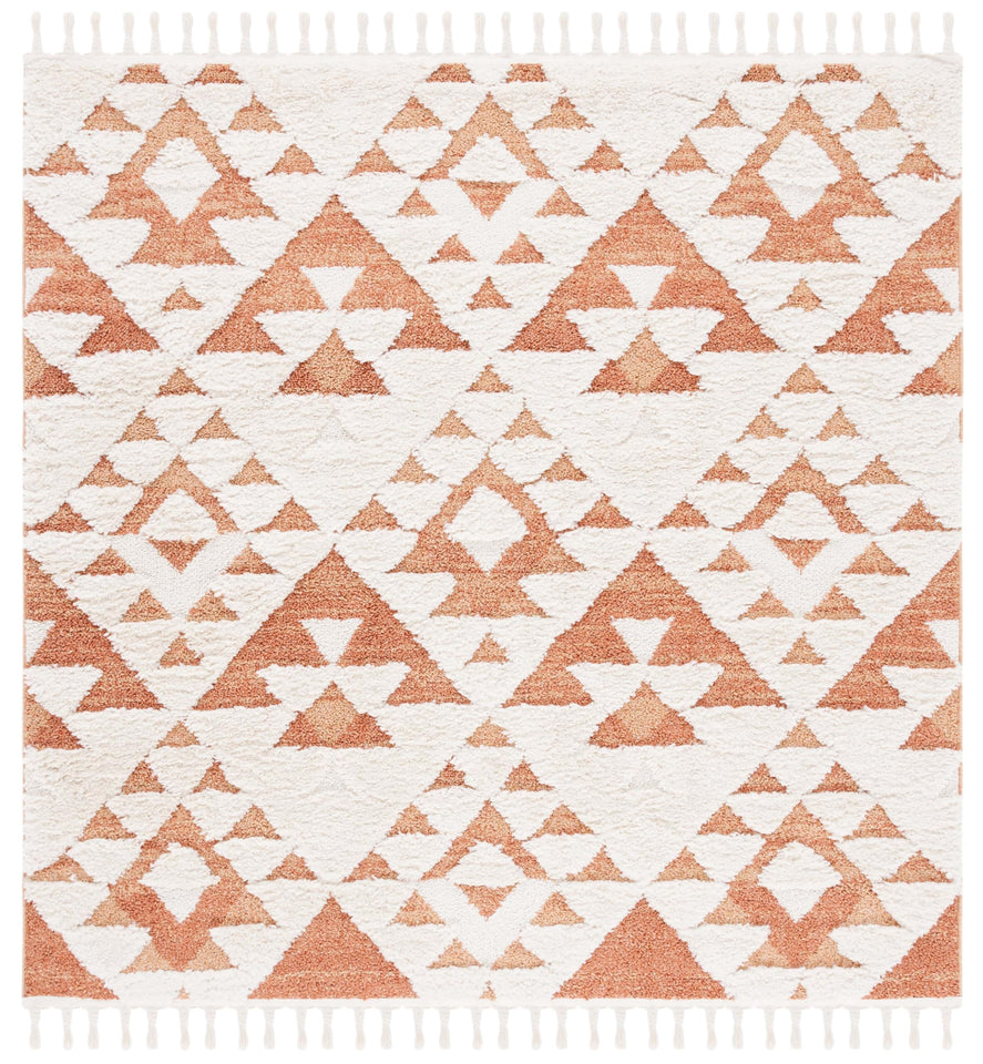 SAFAVIEH Area Rug 8x10 - Moroccan Tassel Shag Collection - Large - Ivory & Brown, Boho Design, Non-Shedding & Easy Cleaning, Plush Pile, Ideal for Living Room, Bedroom, Dining Space (MTS688A)