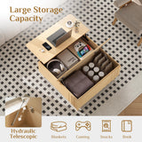 JOINICE, Round Coffee Table with Storage, Mid Century Modern Center Table with Sliding Cabinet Door, Fluted Dining Table for Living Room, Home Small Space, 31.5", Walnut