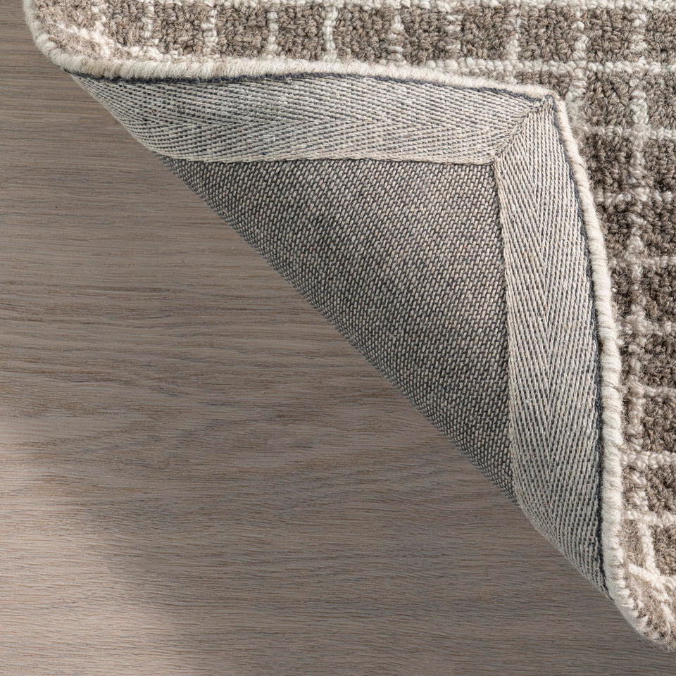 Rugs USA 8'6" x 11'6" Melrose Checked Wool Indoor Area Rug, Contemporary Farmhouse Cream for Living Room, Bedroom, Office, Entryway, Hallway