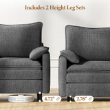 Vesgantti 142" U Shaped Sectional Couch, Comfy Cloud Modular Sectional Sofa with 2 Ottoman Deep Seat Chenille Modern Cloud Sofa, Modular Sofas for Living Room, Bedroom and Apartment, Beige