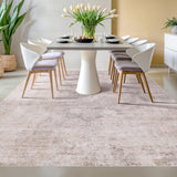 Neutral Living Room Rug - 10x14 Farmhouse Beige Brown Large Area Rug for Dining Room, Bedroom, Low Pile Lightweight Washable