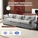 Ihanherry 146" U-Shaped Modern Sofa Modular Sectional Cloud Couch with 2 Ottoman, 6-Seat Chenille Deep Seat Sofa with 6 Pillows for Living Room, Bedroom and Apartment, Grey