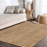 JONATHAN Y Handwoven Jute Fringe Natural Indoor Area Rug, 8x10, Pata, Bohemian, Rustic, Cottage, Easy-Cleaning for Living Room, Bedroom, Kitchen, Non-Shedding (NRF103A-8)