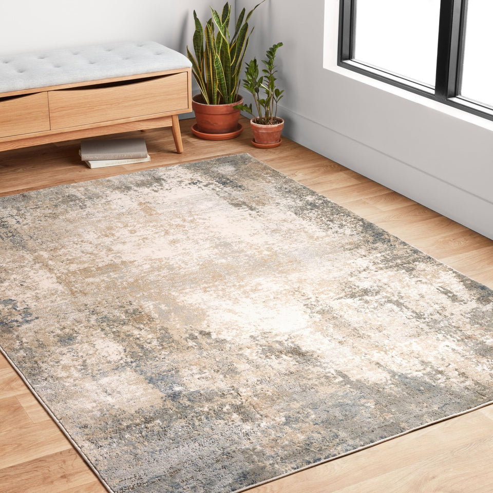 Loloi Teagan Collection TEA-03 Ivory/Sand 9'-9" x 13'-6" Area Rug, Large, Soft Neutral Rug, High-Traffic for Living Room, Bedroom, Home Office, Dining Area