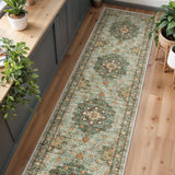 TOPRUUG Washable Oriental Area Rug - 12x15 Rugs for Living Room Soft Carpet for Bedroom Waterproof Floral Distressed Indoor Stain Resistant Non-Shedding Floor Carpets (Green, 12x15)