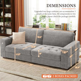 Ihanherry 146" U-Shaped Modern Sofa Modular Sectional Cloud Couch with 2 Ottoman, 6-Seat Chenille Deep Seat Sofa with 6 Pillows for Living Room, Bedroom and Apartment, Grey