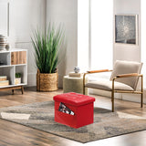 AmasSmile Storage Ottoman Folding Foot Rest Stool, Leather Footstool Bench, Short Ottoman Stool, Storage Foot Rest Store, Books (Black, 17" D x 13" W x 13" H)