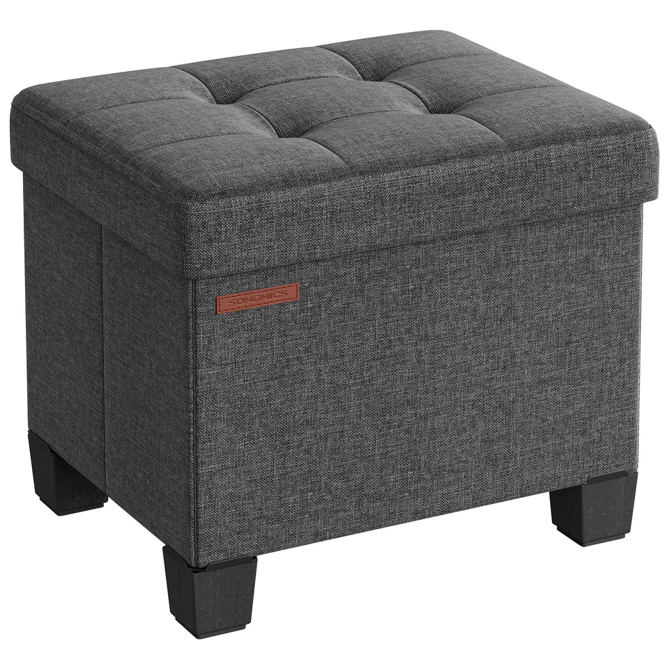 SONGMICS 15 Inches Cube Storage Ottoman, Bedroom Bench with Storage, Foot Stool with Feet, Holds Up to 660 lb, Dark Gray ULSF14GYZ
