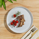 AmorArc Ceramic Dinnerware Sets for 8, 24 Pieces Handpainted Plates and Bowls Set with Rustic Terracotta Underside, Scratch Resistant Stoneware Dishes Set, Dishwasher & Microwave Safe, Light Beige