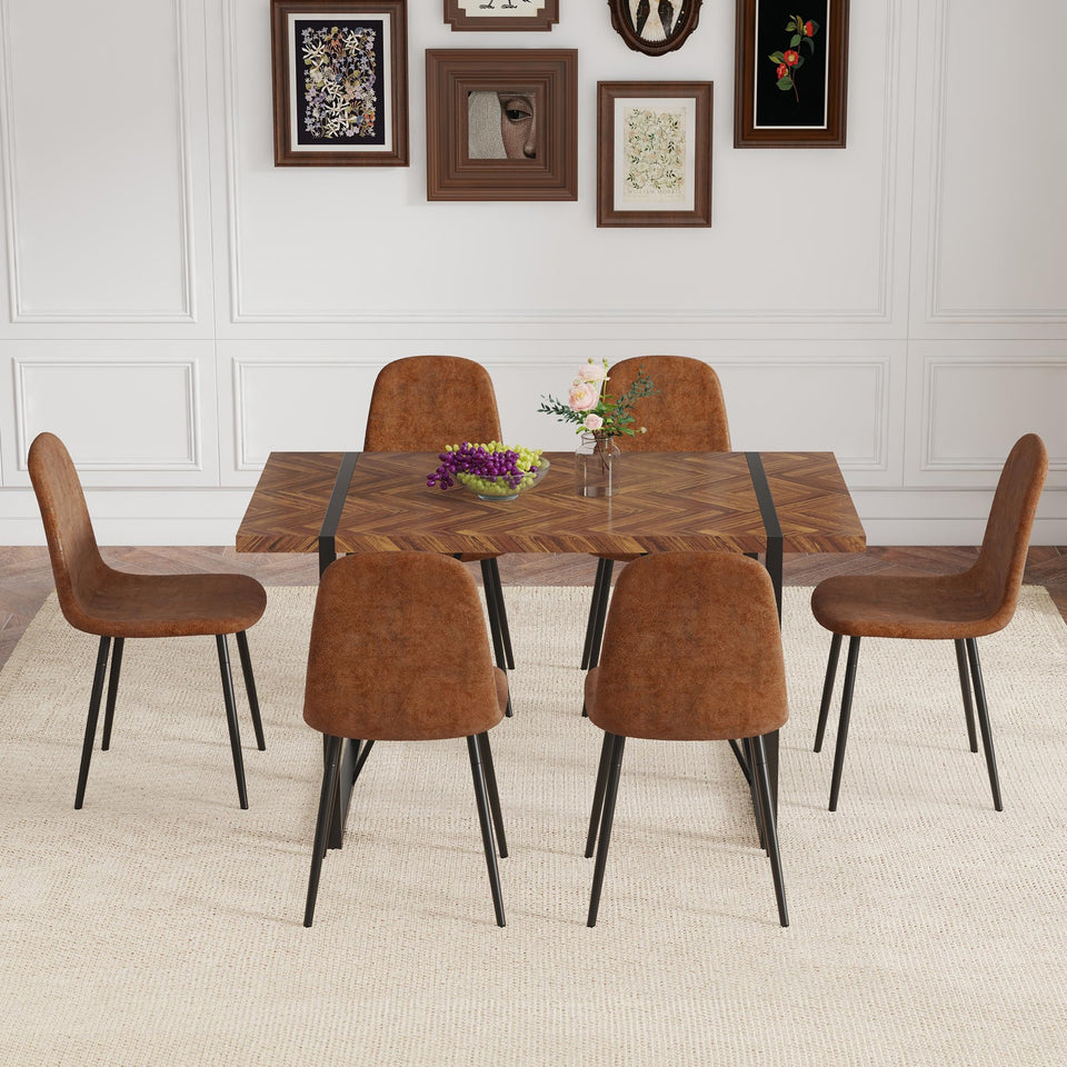 MUUOKY Dining Table Set for 4, Modern 55'' Wood Dinette Table Set for 4 with Fabric Dining Chairs,Table and Chairs Set of 4,Ideal for Kitchen Dining Room