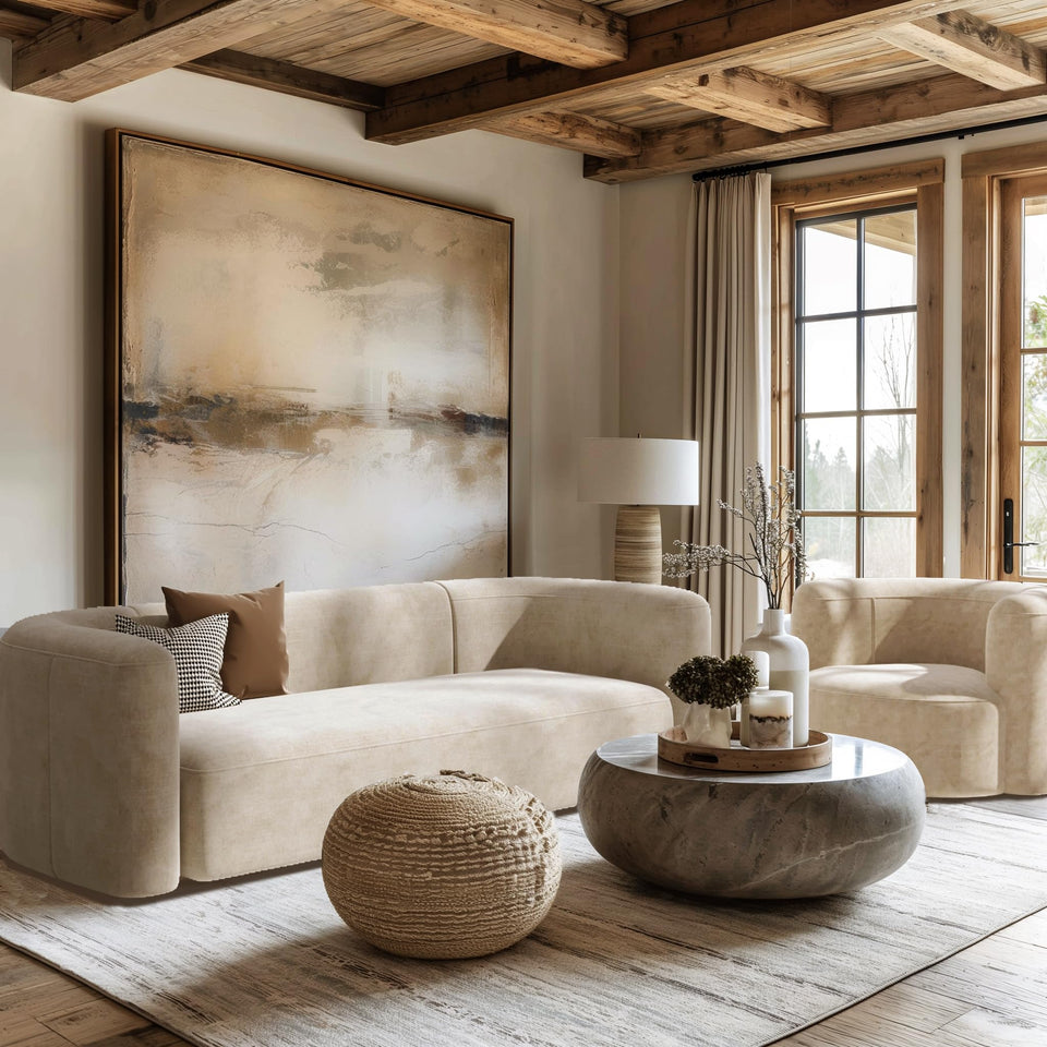 Acanva Luxury Modern Tight Curved Back Velvet Sofa, Minimalist Style Comfy Couch for Living Room Apartment, 3 Seater, Cream