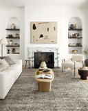 Loloi Layla Collection LAY-03 Olive/Charcoal 9'-0" x 12'-0" .13" Thick Area Rug, Soft, Durable, Vintage Inspired, Distressed, Low Pile, Non-Shedding, Easy Clean, Printed, Living Room Rug