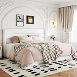 Allewie King Size Lift Up Storage Bed, Modern Wingback Headboard, Hydraulic Support, No Box Spring Needed, Light Beige