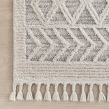 nuLOOM 8x11 Ansley Moroccan Tassel Area Rug, Light Grey, High-Low Textured Bohemian Design, Plush High Pile, Stain Resistant, For Bedroom, Living Room, Hallway, Entryway