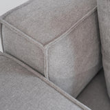 Acanva Luxury Modular Sectional Living Room Sofa Set, Modern Minimalist Style Couch with Ottoman and Chaise, L-Shape, Linen-Like Cream