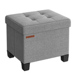 SONGMICS 15 Inches Cube Storage Ottoman, Bedroom Bench with Storage, Foot Stool with Feet, Holds Up to 660 lb, Dark Gray ULSF14GYZ