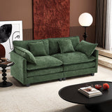 Ihanherry 146" U-Shaped Modern Sofa Modular Sectional Cloud Couch with 2 Ottoman, 6-Seat Chenille Deep Seat Sofa with 6 Pillows for Living Room, Bedroom and Apartment, Grey